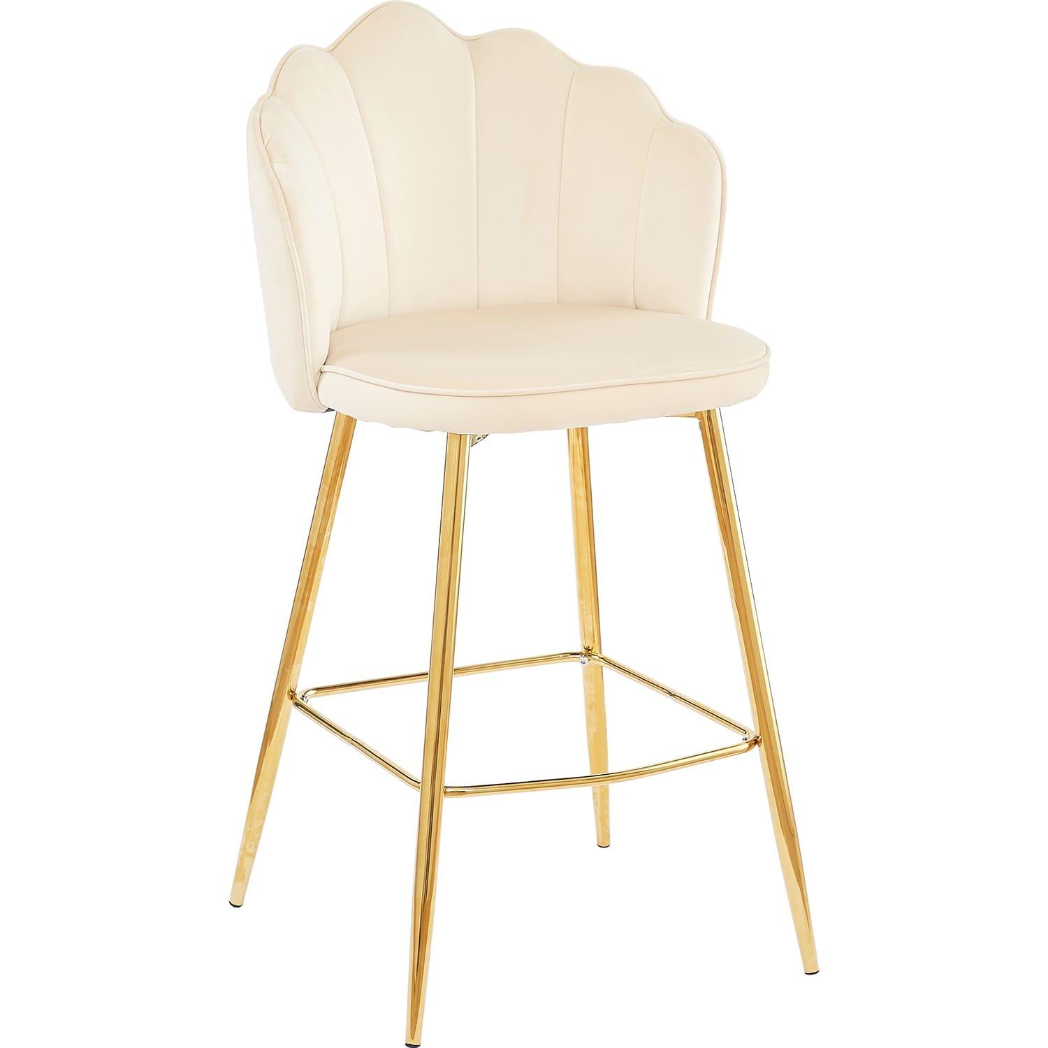 mutoni Tabouret de bar velours beige (lot de 2)  