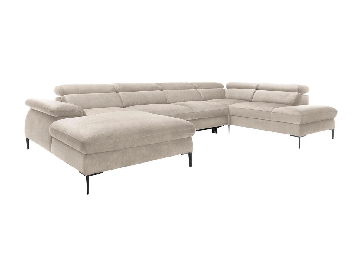 PASCAL MORABITO Große Wohnlandschaft mit Schlaffunktion - Ecke links - Samt - Beige - SEPINA von Pascal Morabito  