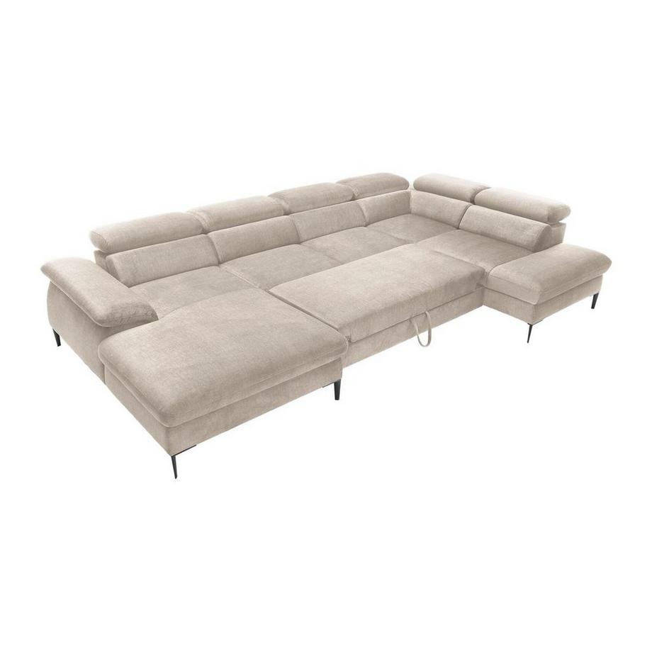 PASCAL MORABITO Große Wohnlandschaft mit Schlaffunktion - Ecke links - Samt - Beige - SEPINA von Pascal Morabito  