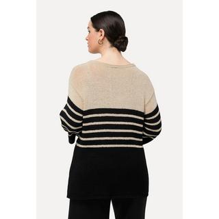 Ulla Popken  Pullover, Ringel, Oversized, Rundhals, 3/4-Arm 