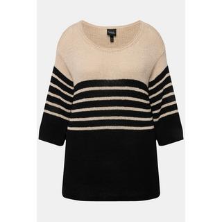 Ulla Popken  Pullover, Ringel, Oversized, Rundhals, 3/4-Arm 