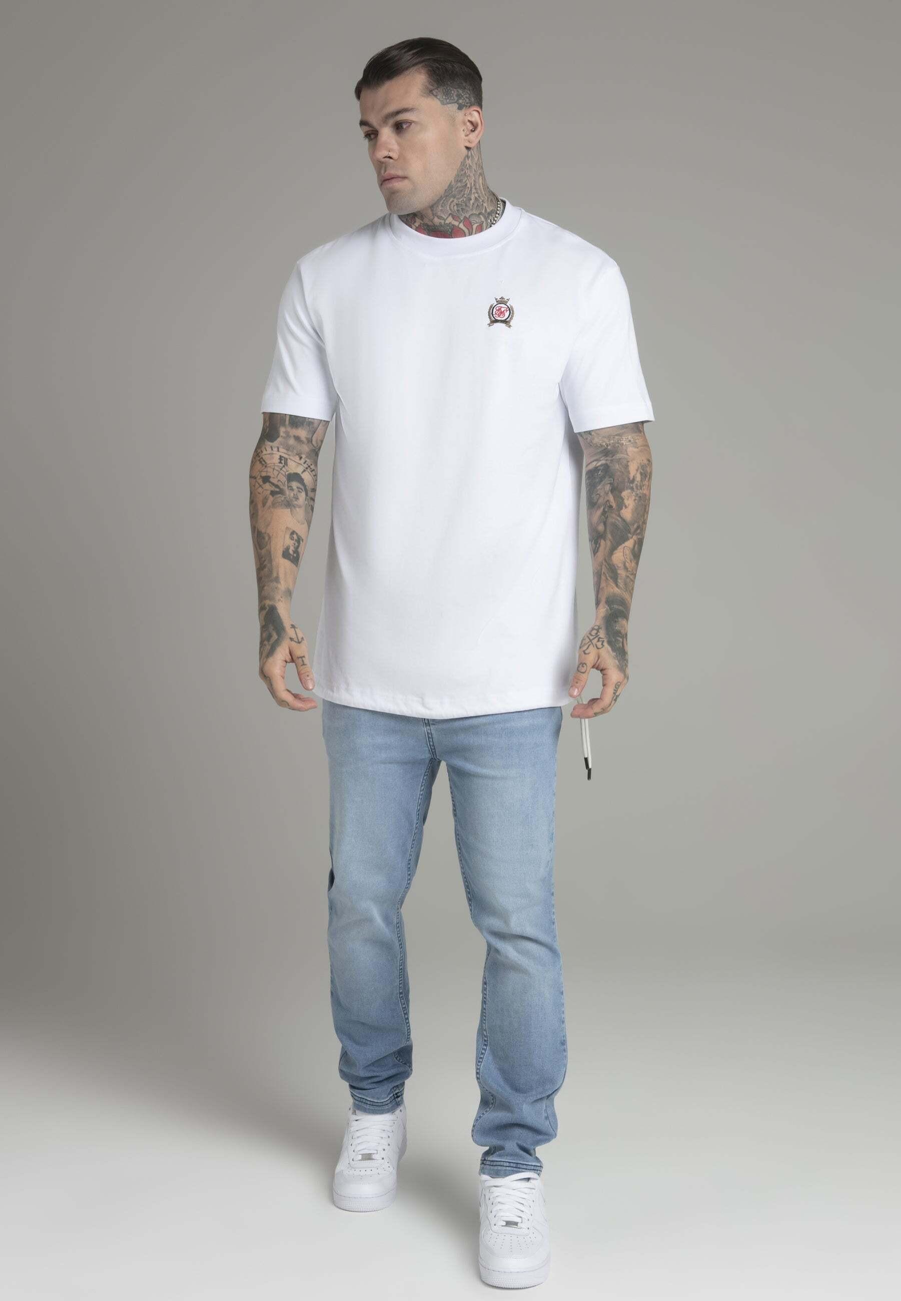 Sik Silk  T-shirt Oversized T-Shirt in White 