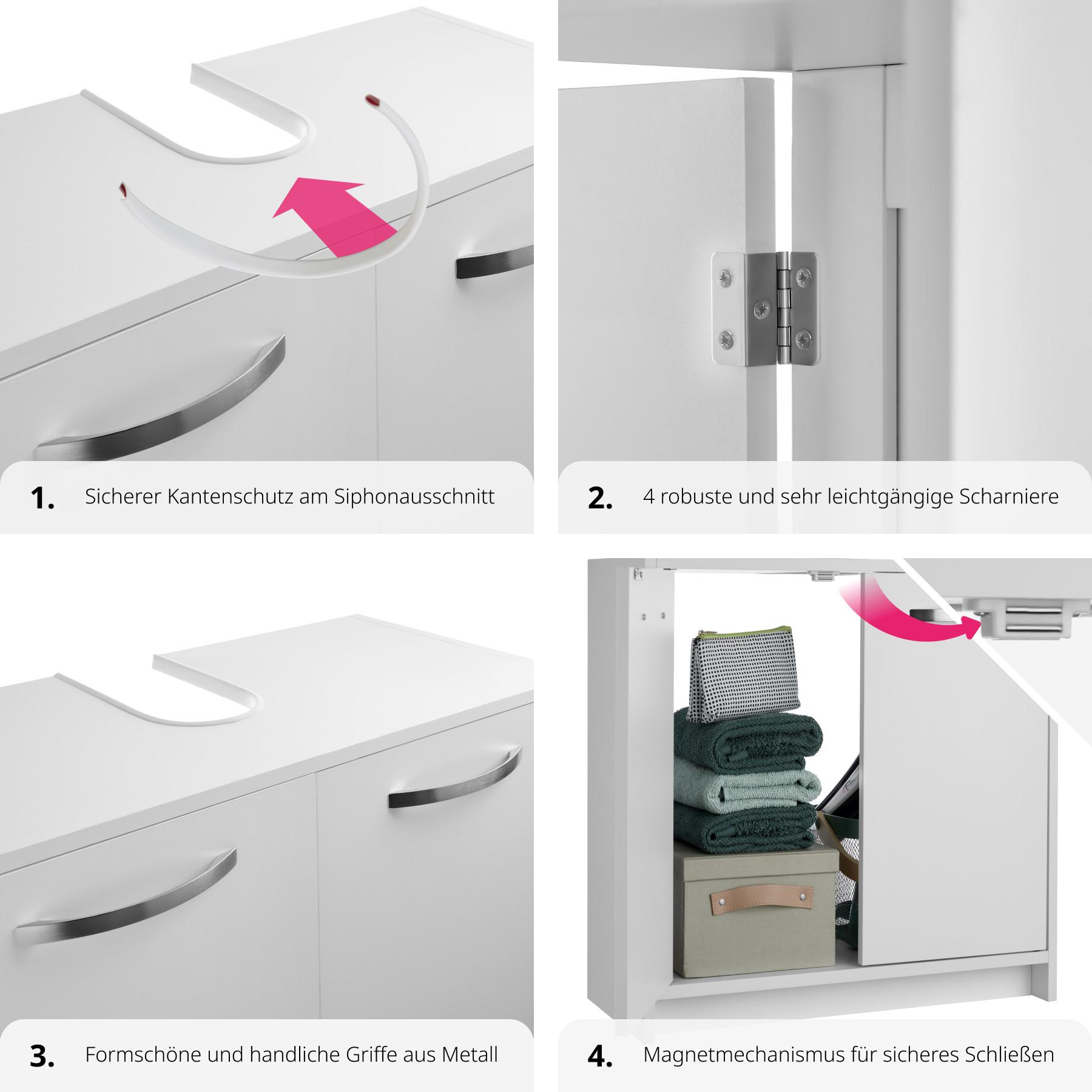 Tectake Meuble sous-lavabo Katalina, spacieux, une capacité de charge de 20 kg  