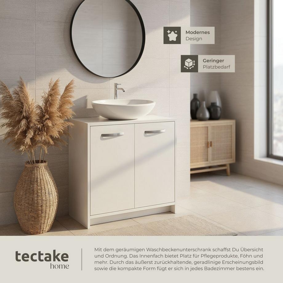 Tectake Waschbeckenunterschrank Katalina großer Stauraum Spanplatte und MDF-Platte  