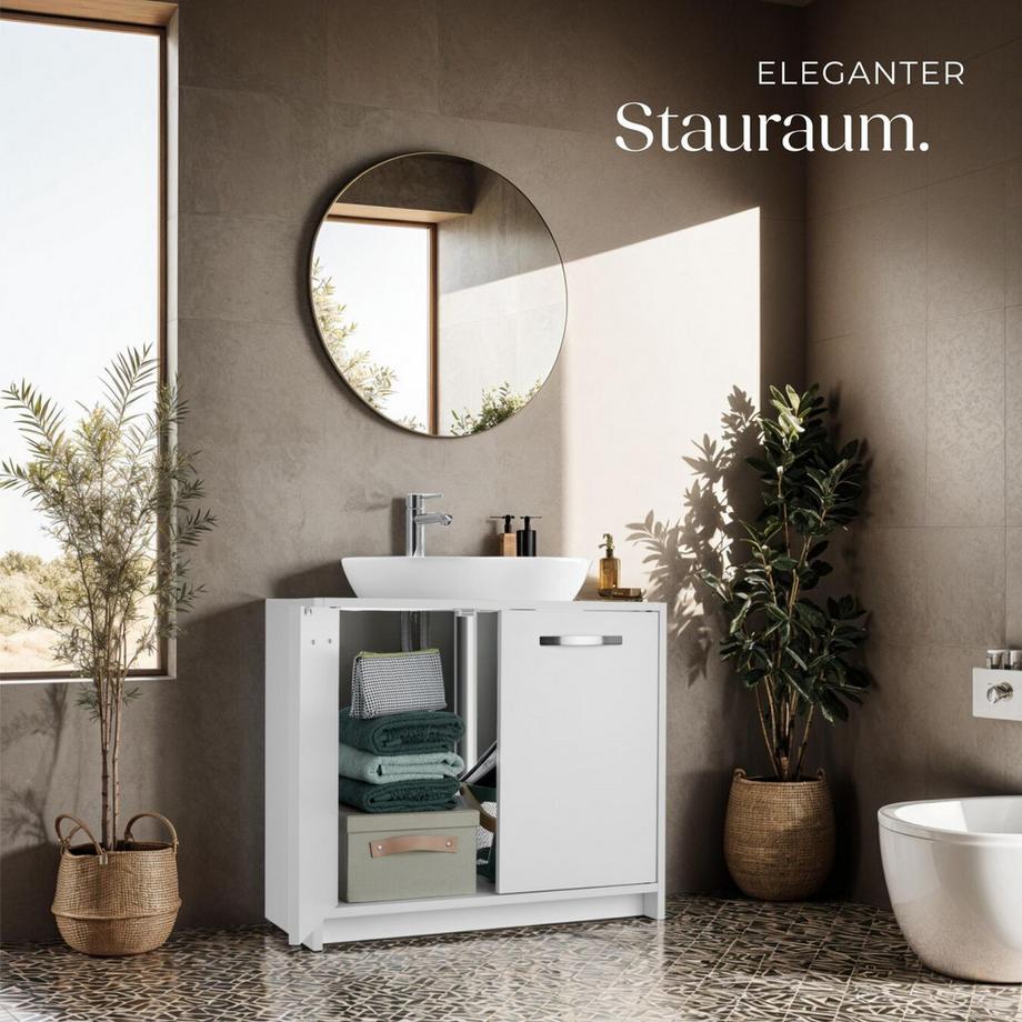 Tectake Waschbeckenunterschrank Katalina großer Stauraum Spanplatte und MDF-Platte  