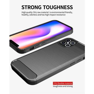 Cadorabo  Hülle für Apple iPhone 12  12 PRO TPU Silikon Edelstahl-Karbonfaser Optik 