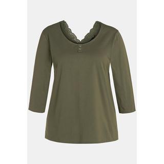 Ulla Popken Maglia del pigiama pizzo scollo a V maniche 3/4  