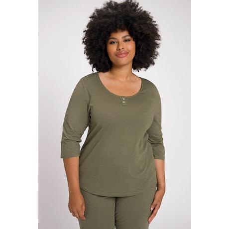 Ulla Popken T-shirt de pyjama dentelle décolleté en V manches 3/4  