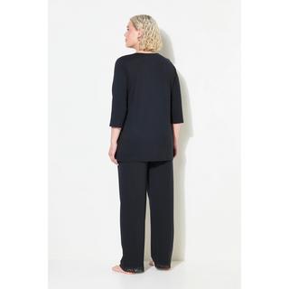 Ulla Popken  Pyjama, Spitzeneinsatz, V-Ausschnitt, 3/4-Arm 