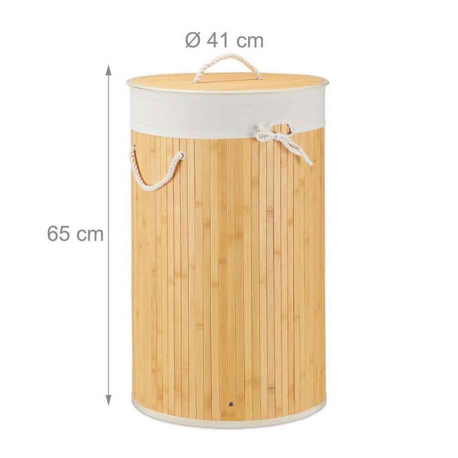 B2X Panier à linge rond en bambou  