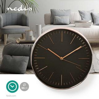 Nedis Horloge murale | Diamètre : 300 mm | Plastique | Rose Gold / Black  