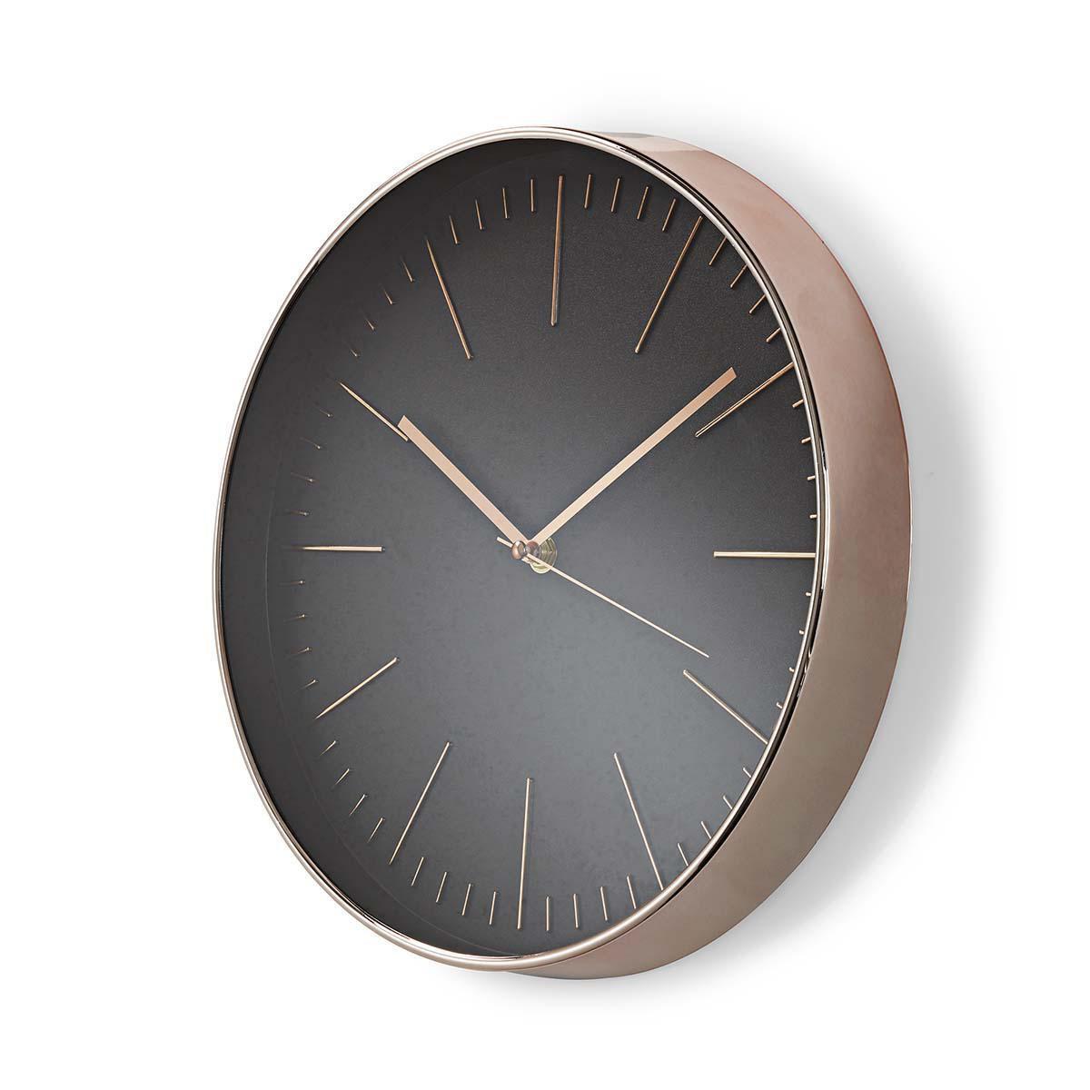 Nedis Horloge murale | Diamètre : 300 mm | Plastique | Rose Gold / Black  