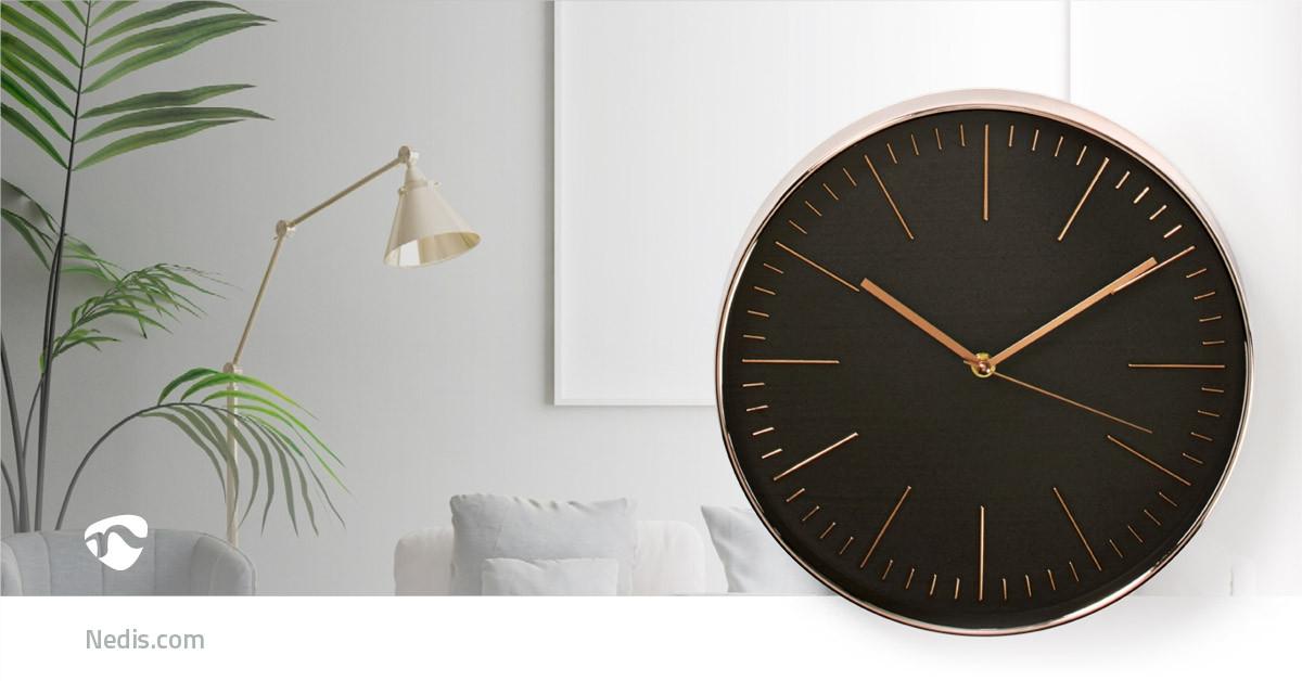 Nedis Horloge murale | Diamètre : 300 mm | Plastique | Rose Gold / Black  