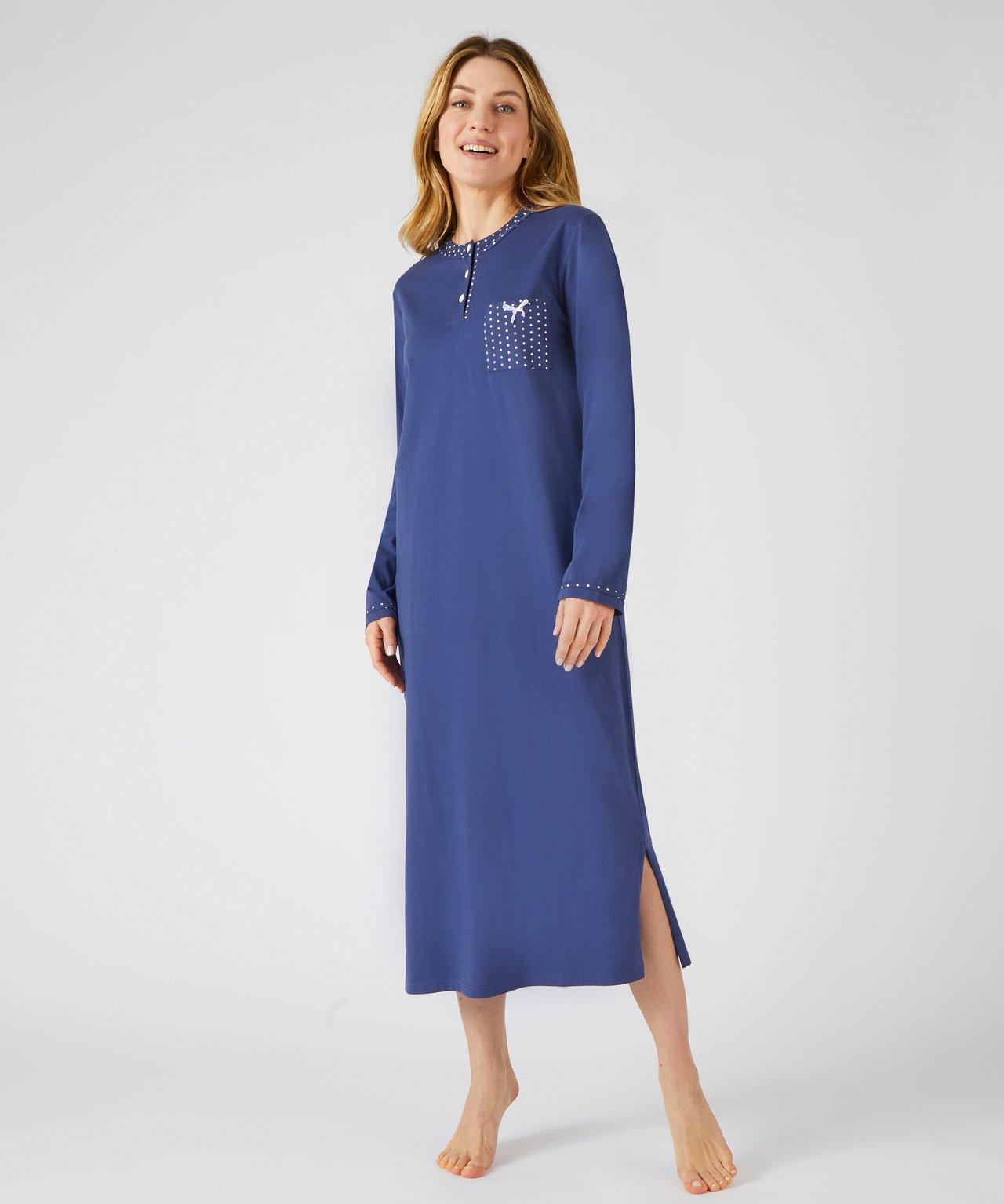 Image of Nachthemd Aus Reinem Gekämmtem Baumwolljersey, Länge Ca. 120 Cm. Damen Blau 38/40