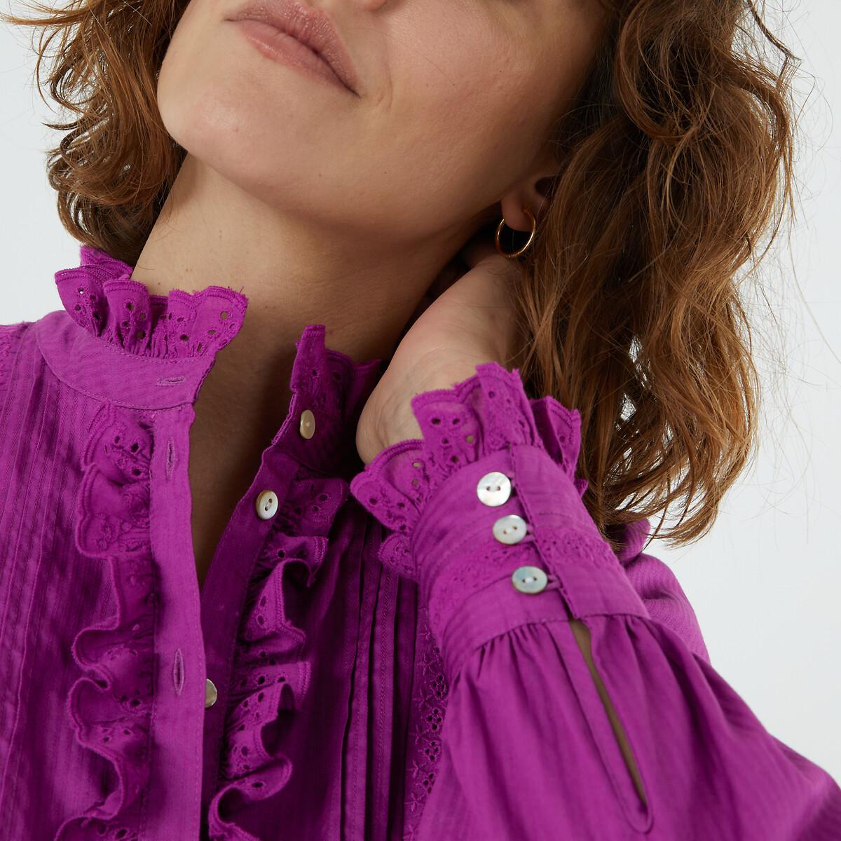 Image of Signature Bluse Mit Rüschenkragen Damen Violett 38