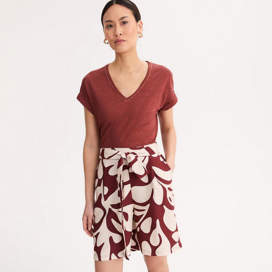 La Redoute Collections Leinen V-Ausschnitt T-Shirt  