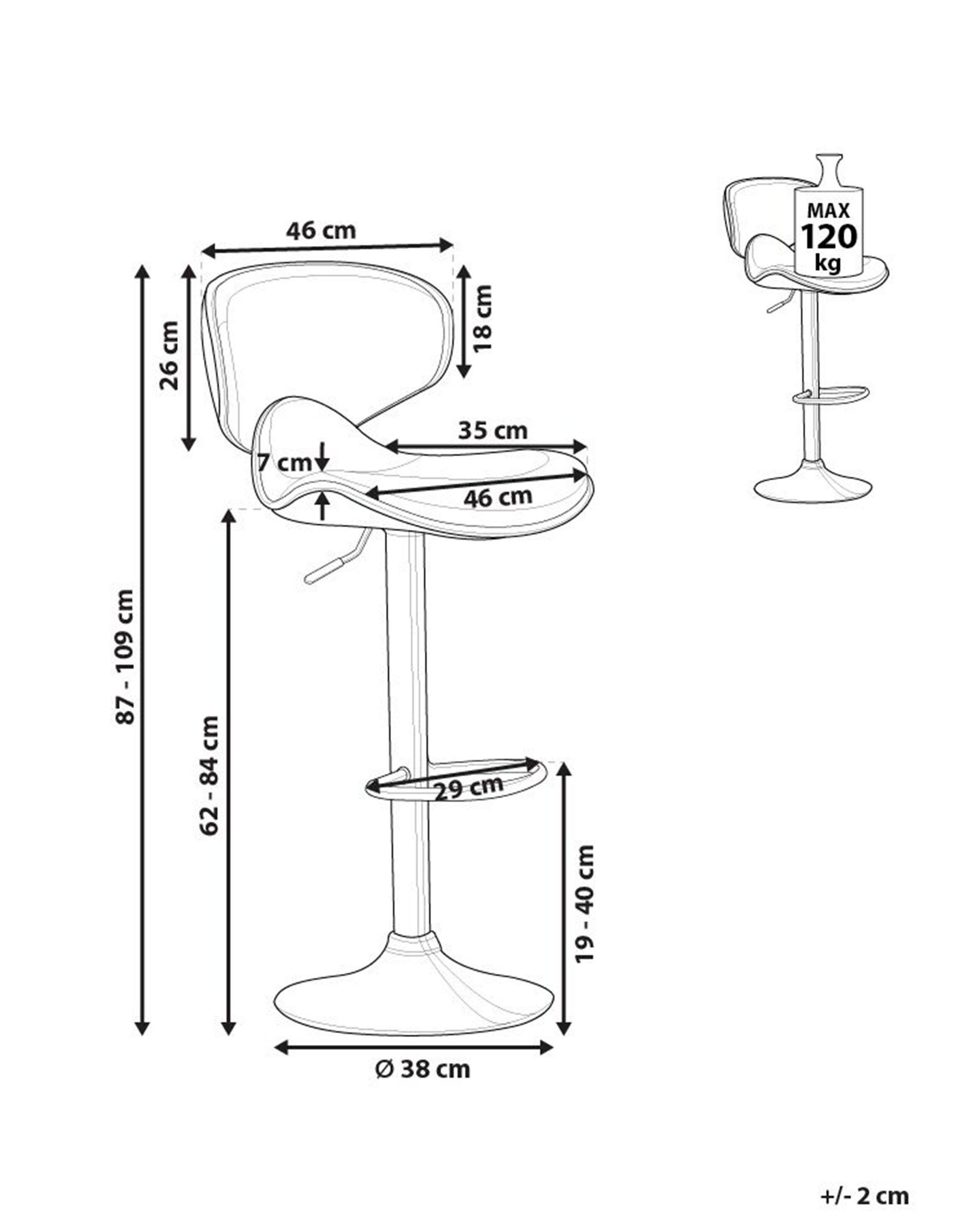 Beliani Lot de 2 tabourets de bar en Cuir PU Moderne CONWAY  