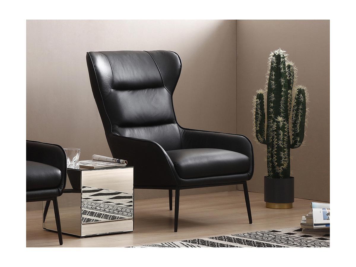 Vente-unique Fauteuil en cuir de buffle noir DINNIA  