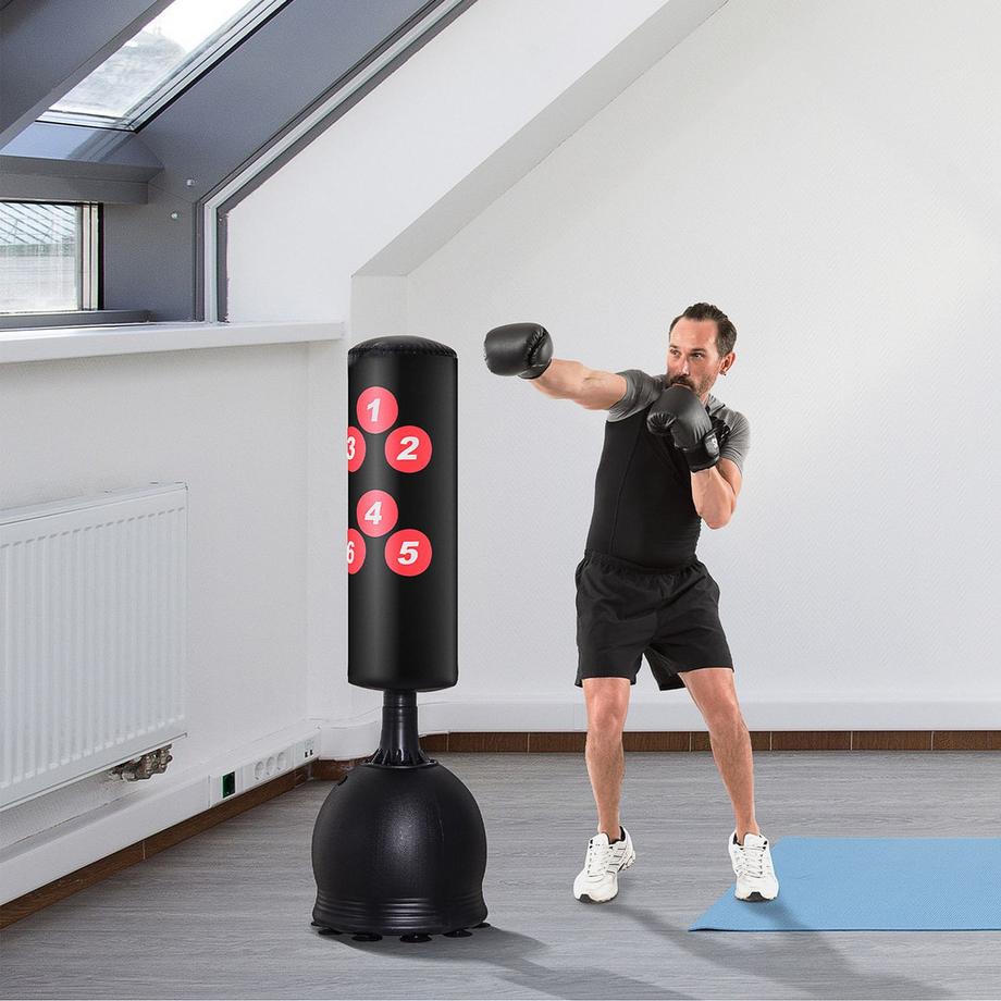 Northio  Sacco Da Boxe Autoportante Sacco Da Boxe Per Adulti 165 Cm, Resistente Con Base A Ventosa, Nero, Ideale Per Professionisti E Principianti 
