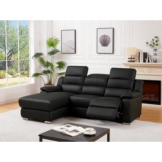 Vente-unique Eckrelaxsofa elektrisch - Ecke links - Leder - Schwarz - ARENA III  