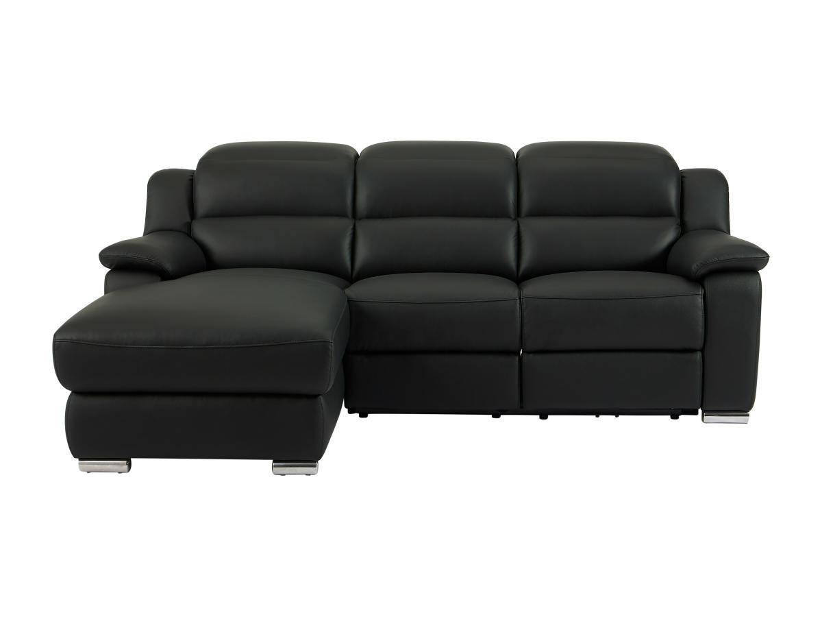 Vente-unique Eckrelaxsofa elektrisch - Ecke links - Leder - Schwarz - ARENA III  