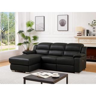 Vente-unique Eckrelaxsofa elektrisch - Ecke links - Leder - Schwarz - ARENA III  