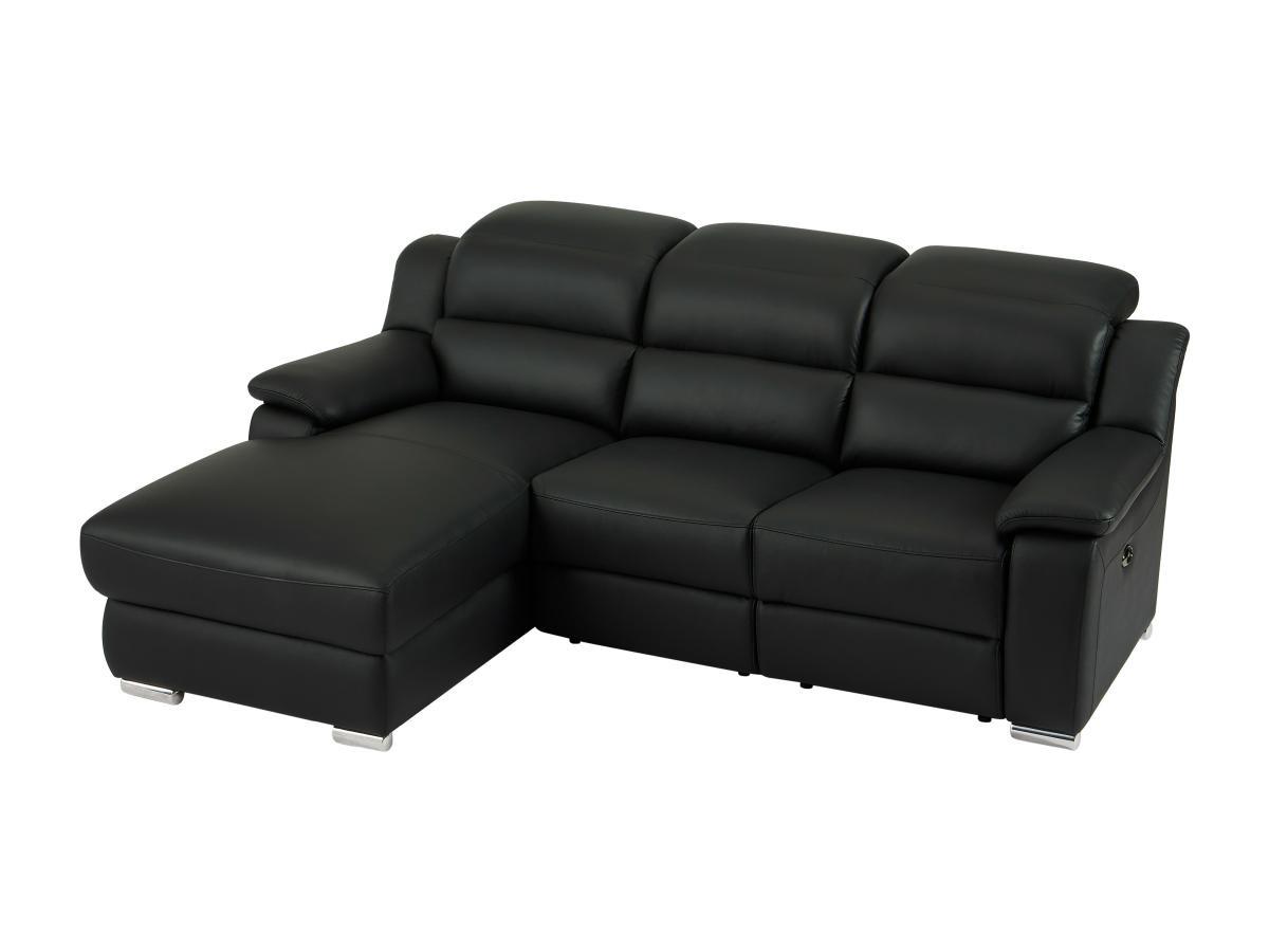 Vente-unique Eckrelaxsofa elektrisch - Ecke links - Leder - Schwarz - ARENA III  