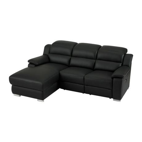 Vente-unique Eckrelaxsofa elektrisch - Ecke links - Leder - Schwarz - ARENA III  