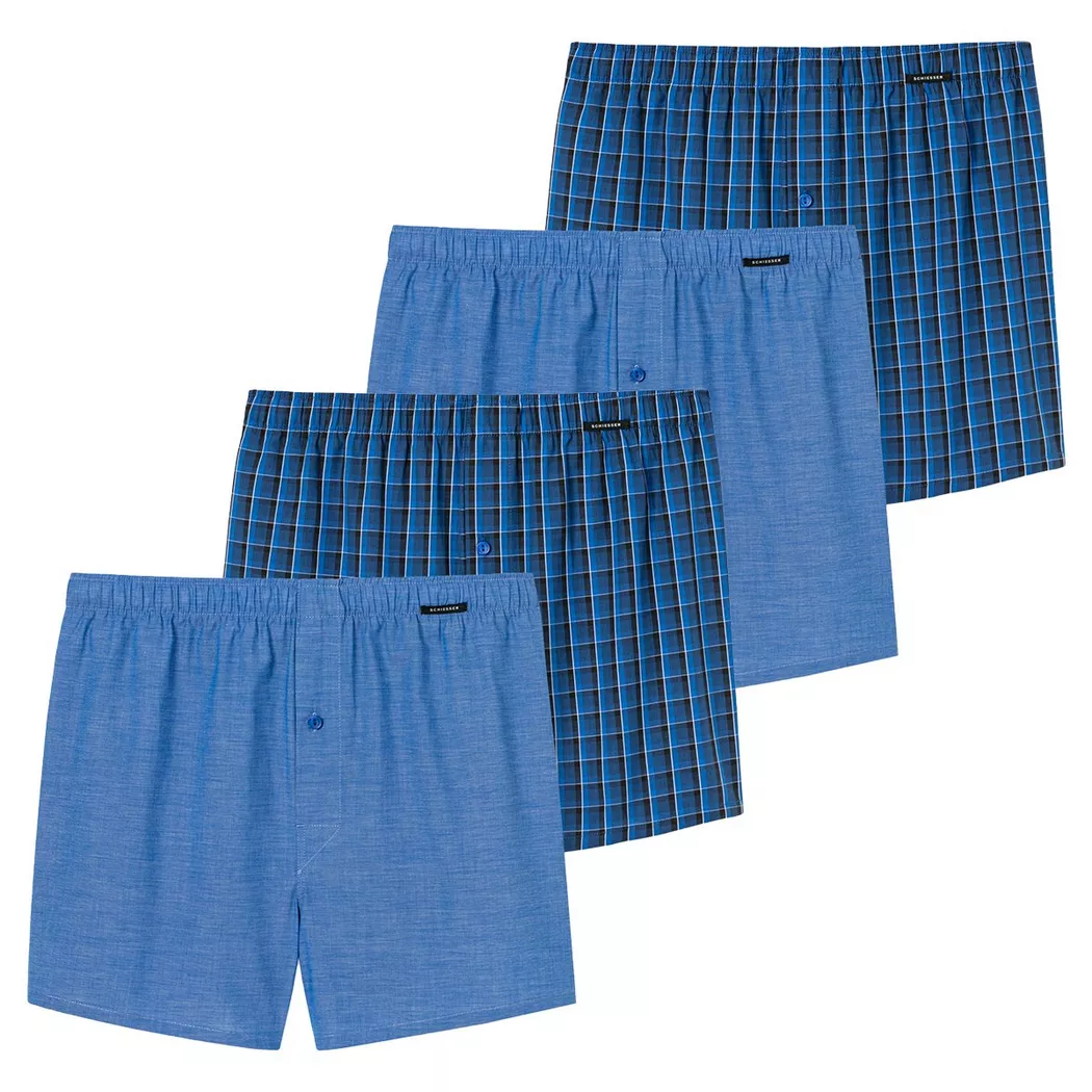 Schiesser - Web lot de 4  - boxers / caleçons, Lot de 4 Boxers Web, 4XL, Bleu Foncé