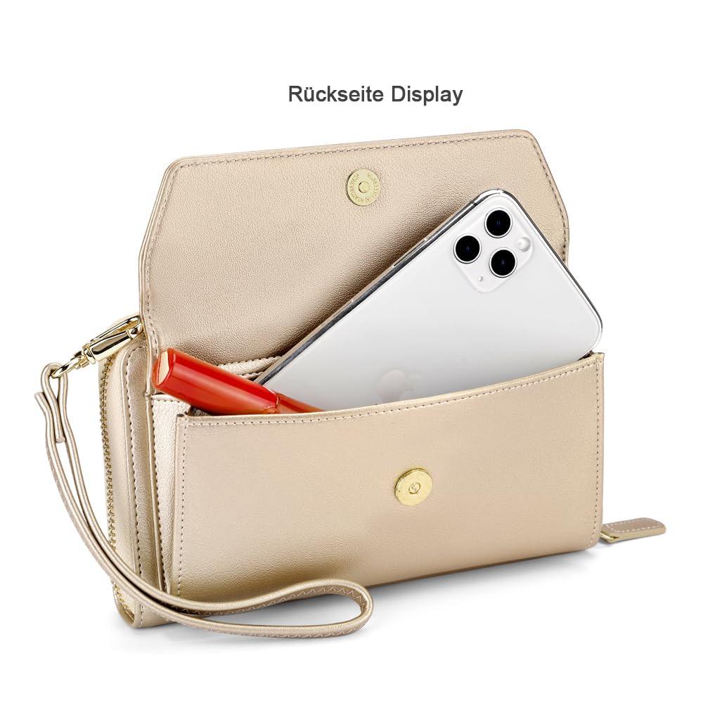Only-bags.store Portafoglio Piccolo Scomparti Carte di Credito Tasca Telefono con Cerniera 2 Cinghie  