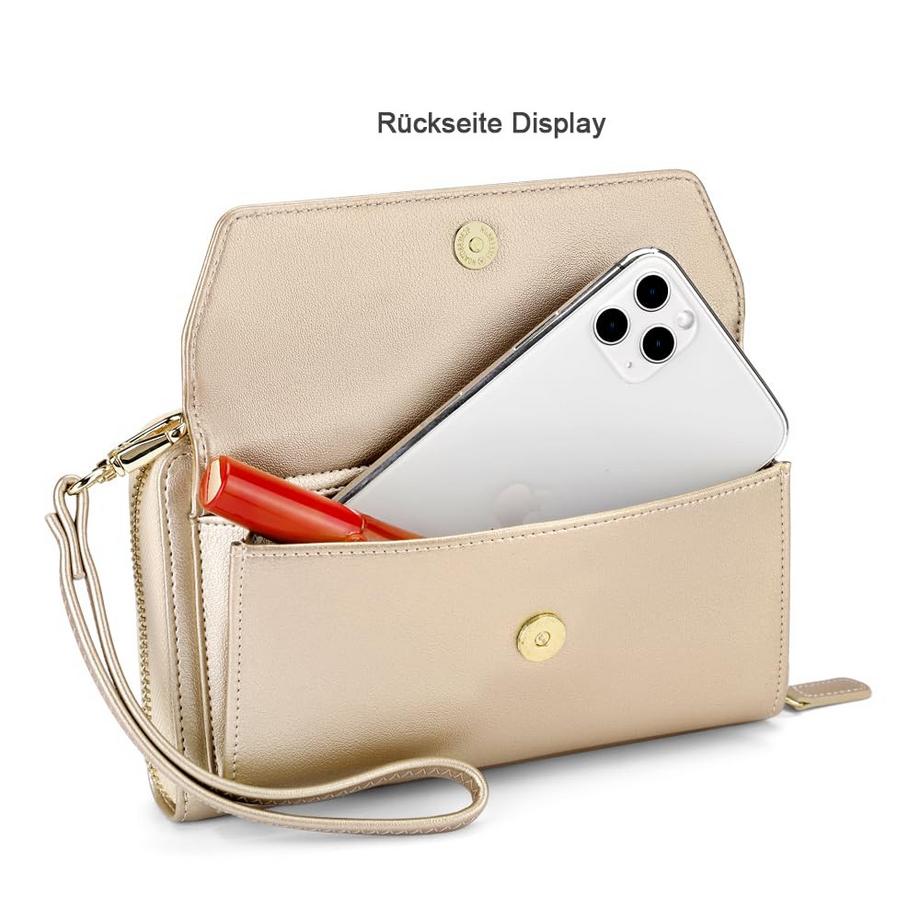 Only-bags.store Petit portefeuille avec fentes pour cartes de crédit et poche pour téléphone  