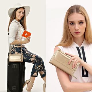 Only-bags.store Portafoglio Piccolo Scomparti Carte di Credito Tasca Telefono con Cerniera 2 Cinghie  