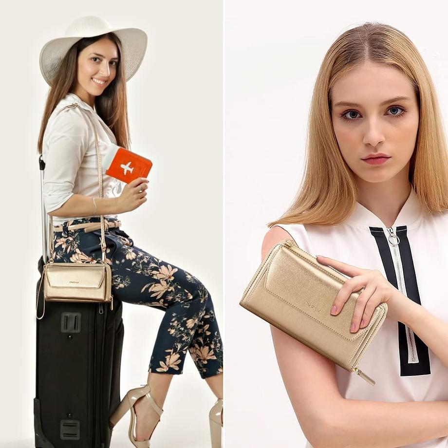 Only-bags.store Petit portefeuille avec fentes pour cartes de crédit et poche pour téléphone  