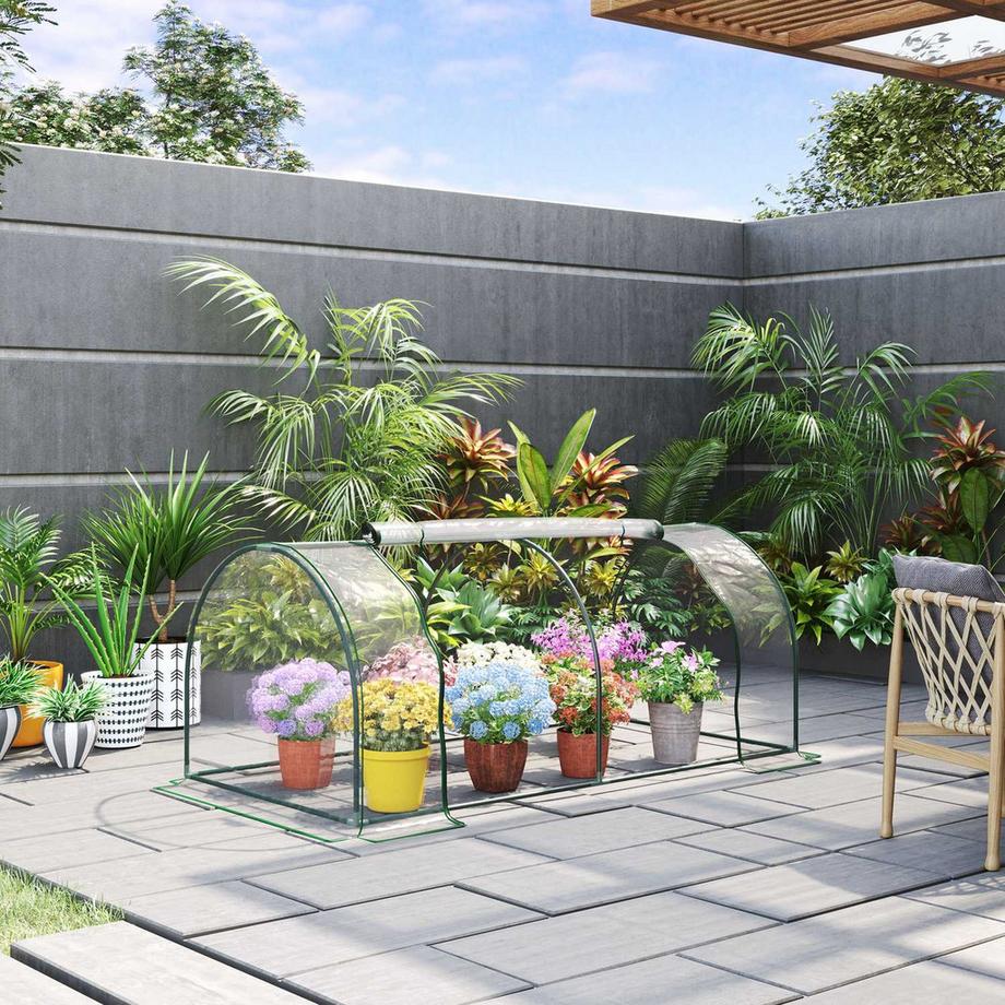 Northio Gewächshaus Treibhaus Mit Tür, Frühbeet, Pflanzenaufzucht, Stahl Pvc, 200X100X80Cm  