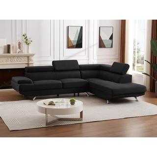 Vente-unique Ecksofa - Ecke Rechts - Stoff - Schwarz - ROMAIN II  