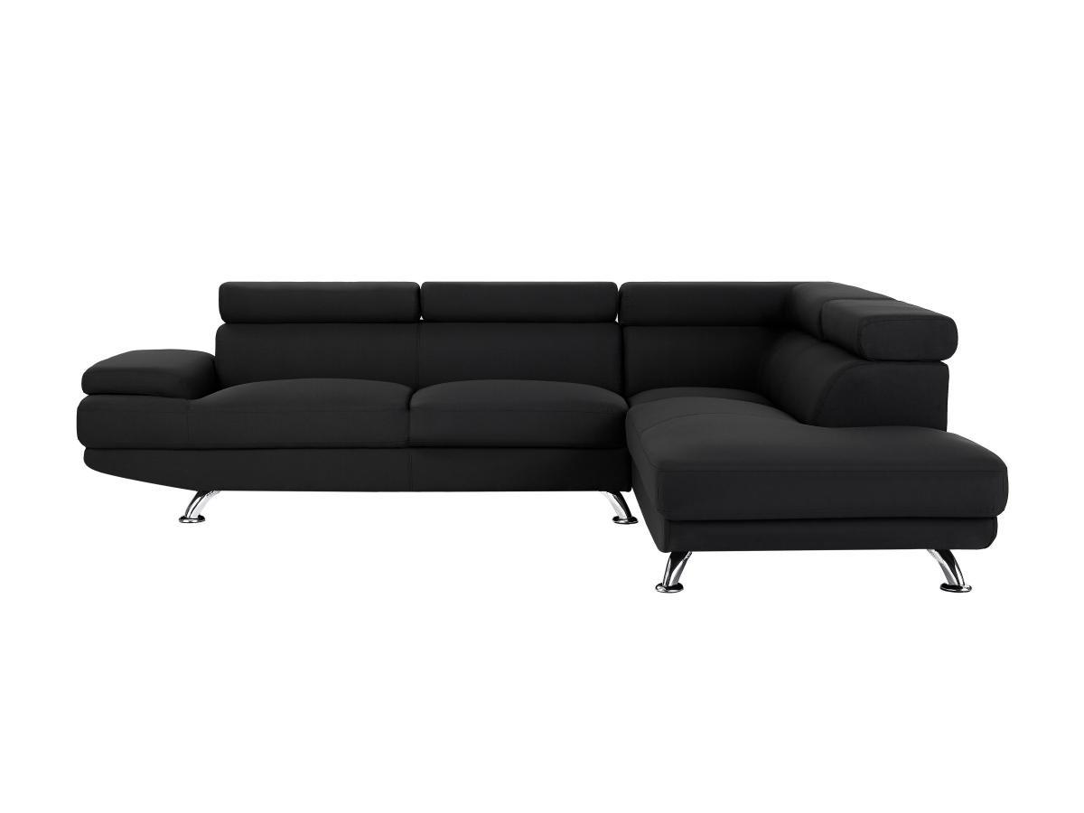 Vente-unique Ecksofa - Ecke Rechts - Stoff - Schwarz - ROMAIN II  