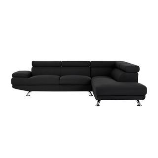 Vente-unique Ecksofa - Ecke Rechts - Stoff - Schwarz - ROMAIN II  