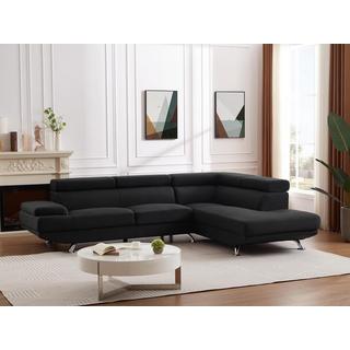 Vente-unique Ecksofa - Ecke Rechts - Stoff - Schwarz - ROMAIN II  