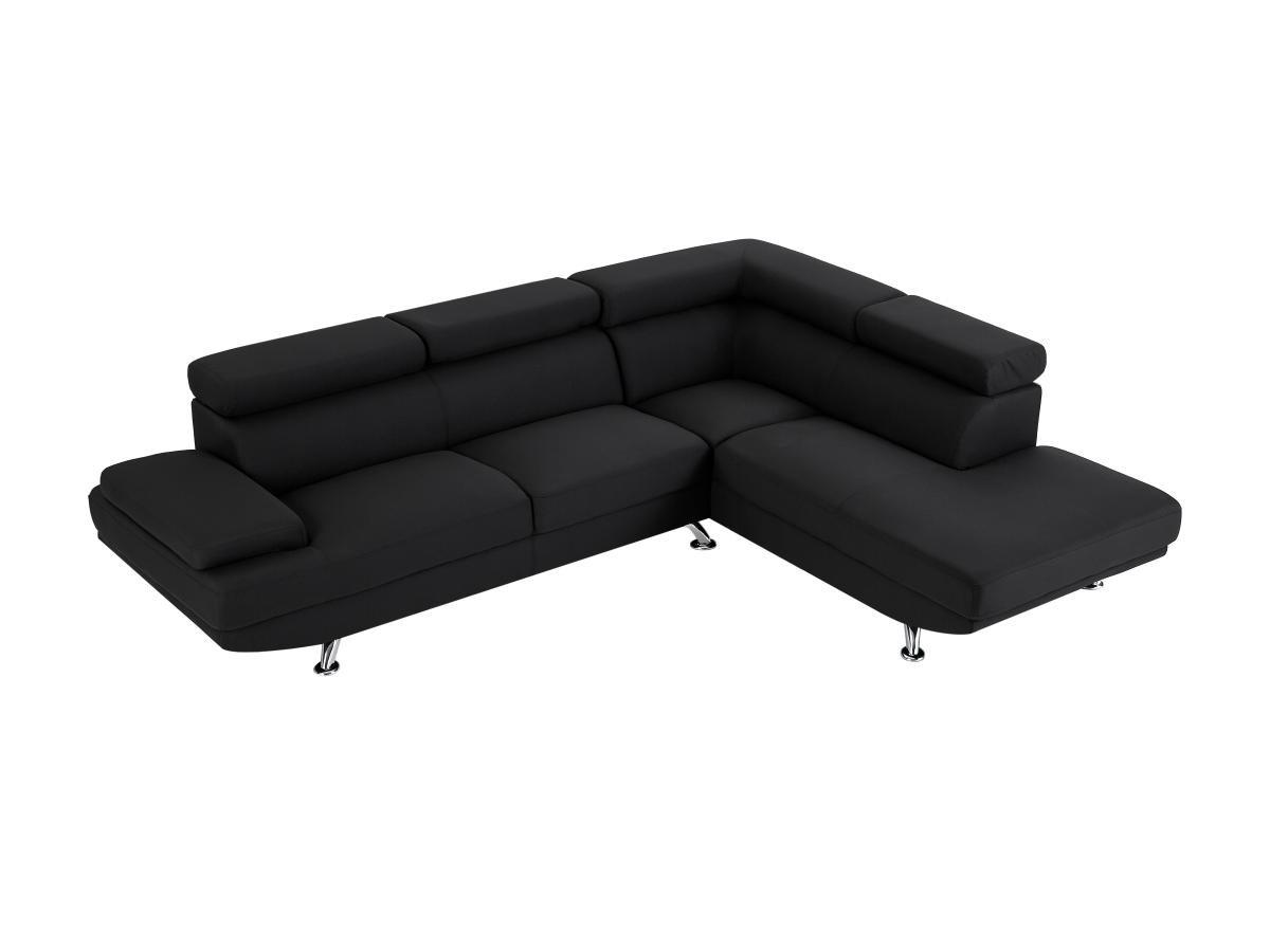 Vente-unique Ecksofa - Ecke Rechts - Stoff - Schwarz - ROMAIN II  