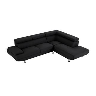 Vente-unique Ecksofa - Ecke Rechts - Stoff - Schwarz - ROMAIN II  