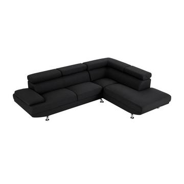 Ecksofa - Ecke Rechts - Stoff - Schwarz - ROMAIN II