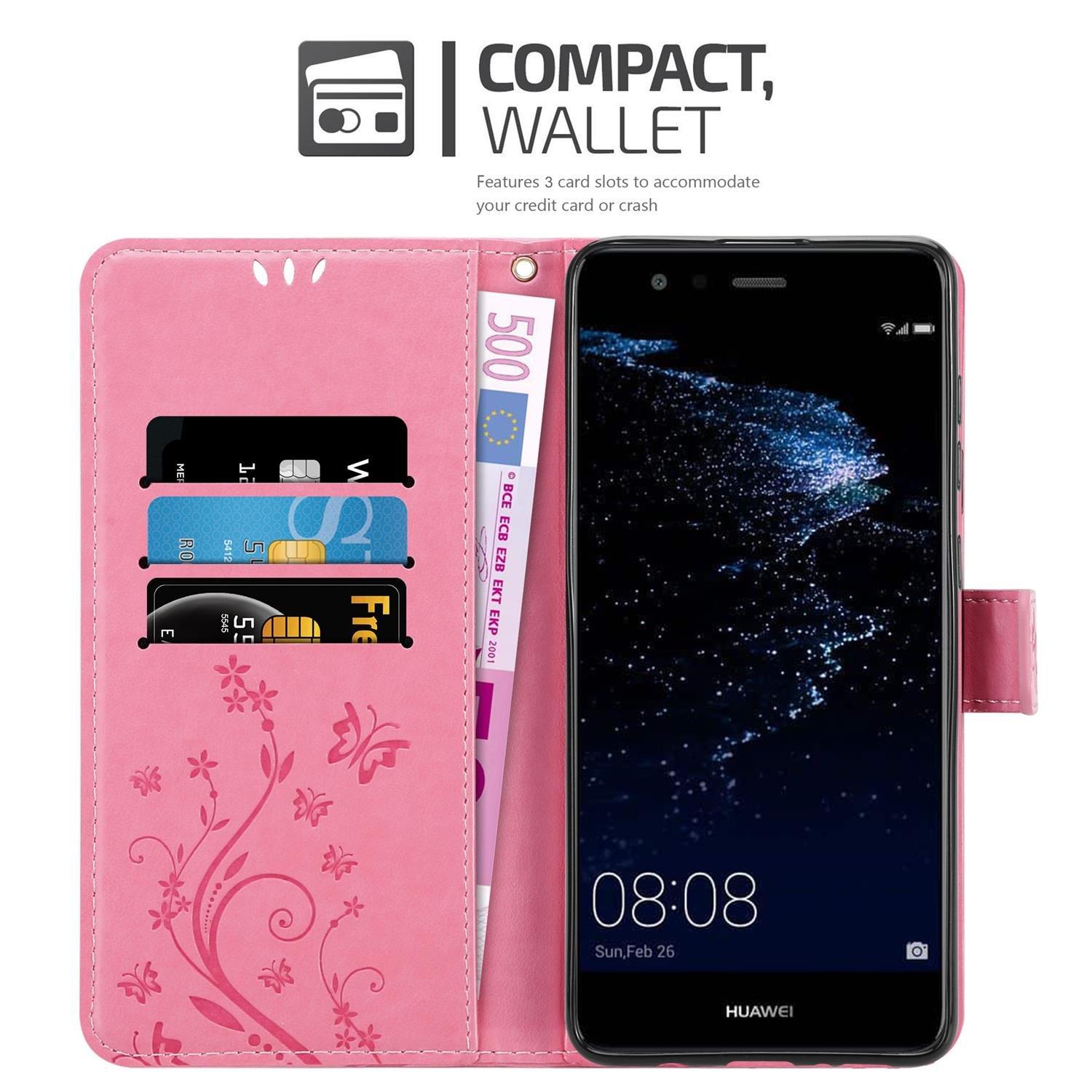 Cadorabo  Housse compatible avec Huawei P10 LITE - Coque de protection au design floral avec fermeture magnétique, fonction de support et emplacements pour cartes 