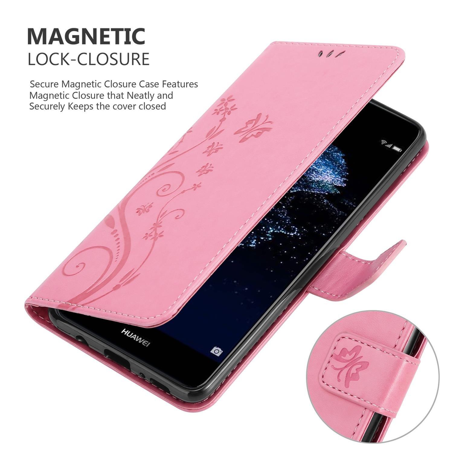 Cadorabo  Housse compatible avec Huawei P10 LITE - Coque de protection au design floral avec fermeture magnétique, fonction de support et emplacements pour cartes 