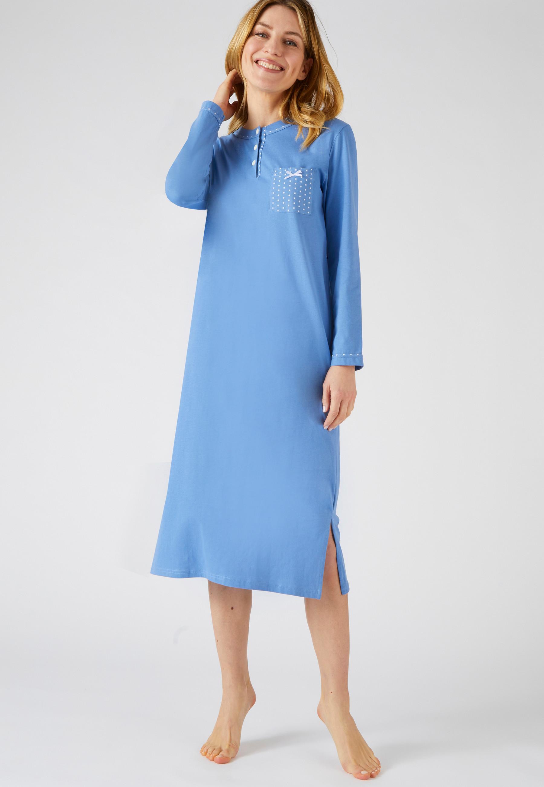 Image of Nachthemd Aus Reinem Gekämmtem Baumwolljersey, Länge Ca. 120 Cm. Damen Blau 34/36