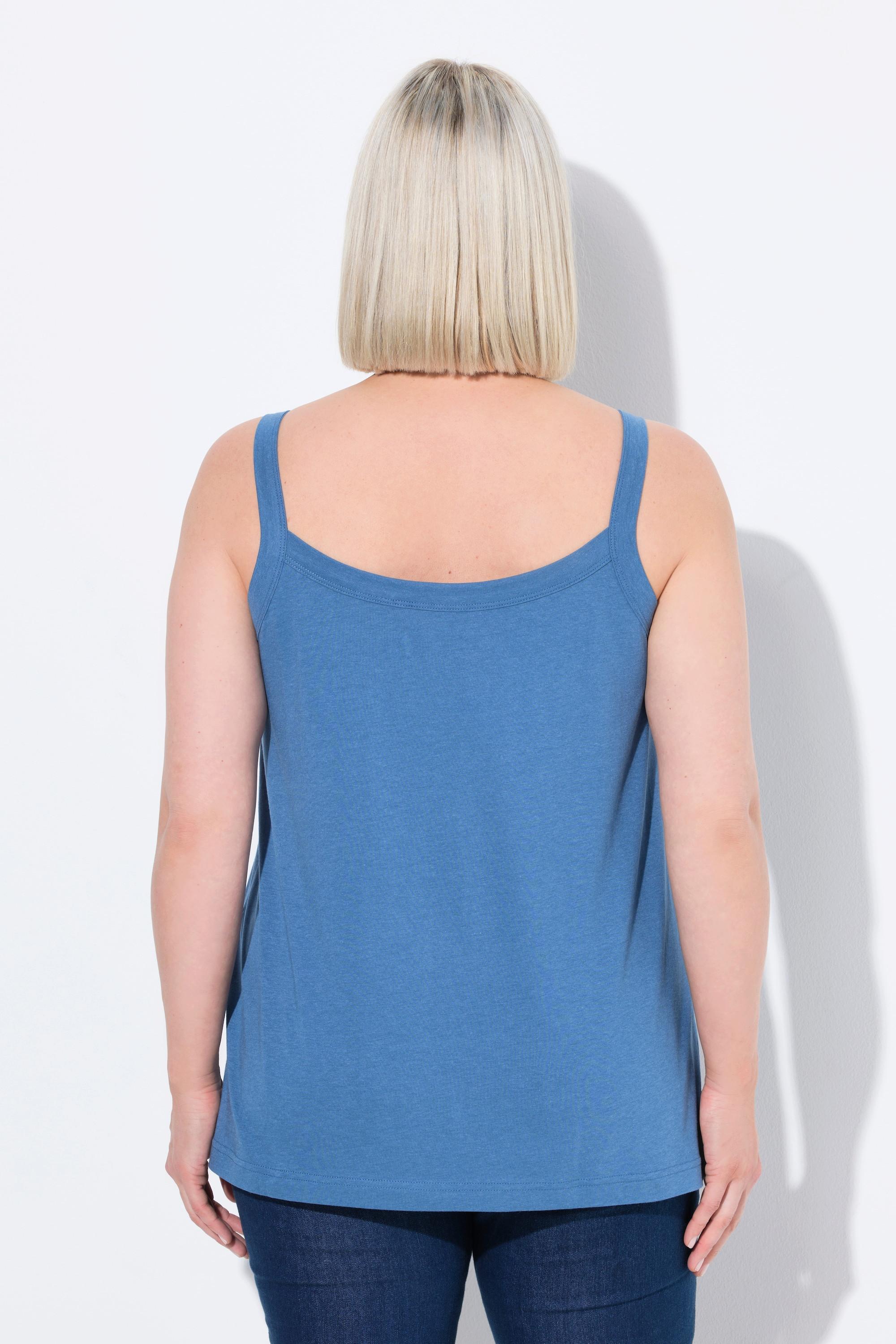 Ulla Popken Top Smanicato Spalline Sottili Scollo Rotondo Misto Modal  