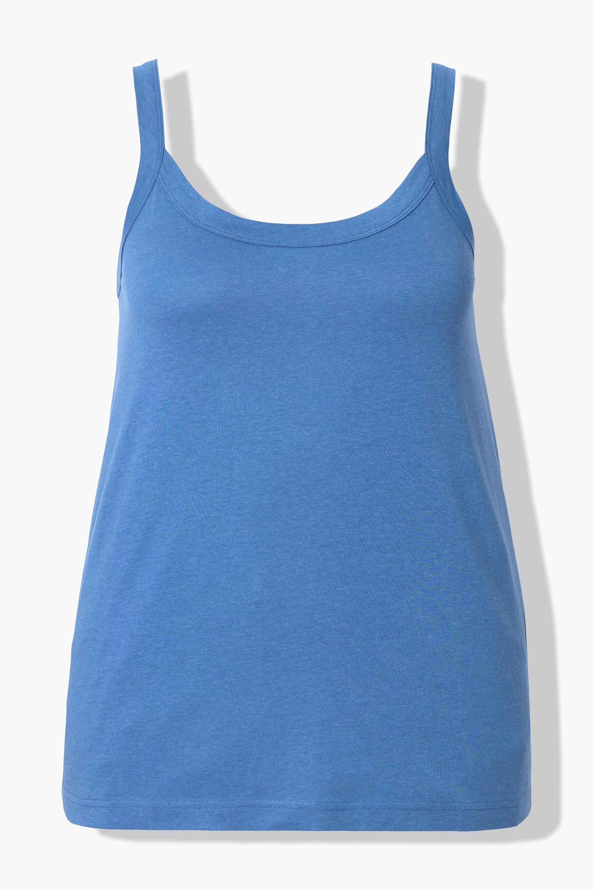 Ulla Popken Top Smanicato Spalline Sottili Scollo Rotondo Misto Modal  