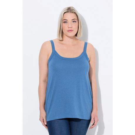 Ulla Popken Top Smanicato Spalline Sottili Scollo Rotondo Misto Modal  