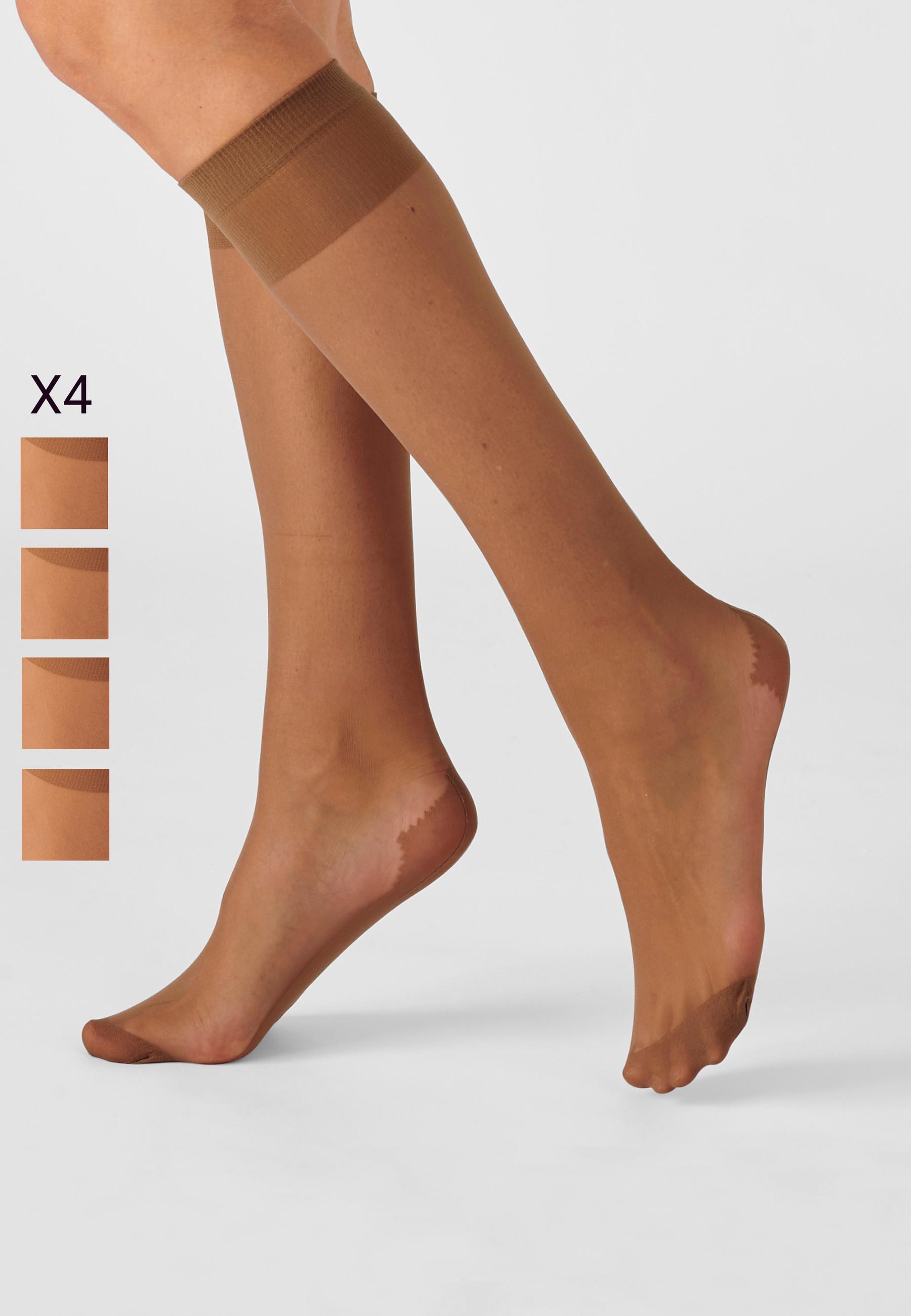 Image of 4er-pack Feinkrepp-kniestrümpfe Damen Braun 38/39