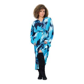 Ulla Popken  Maxikleid, Krepp, Oversized, Tunika-Ausschnitt, Langarm 