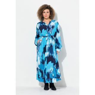 Ulla Popken  Maxikleid, Krepp, Oversized, Tunika-Ausschnitt, Langarm 